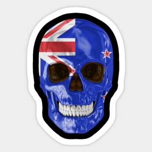 New Zealand Flag Skull - Gift for New Zealander With Roots From New Zealand Sticker